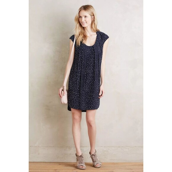 Maeve Anthropologie Au Revoir Dress in Speckled Navy Size 6 PETITE - Picture 6 of 7